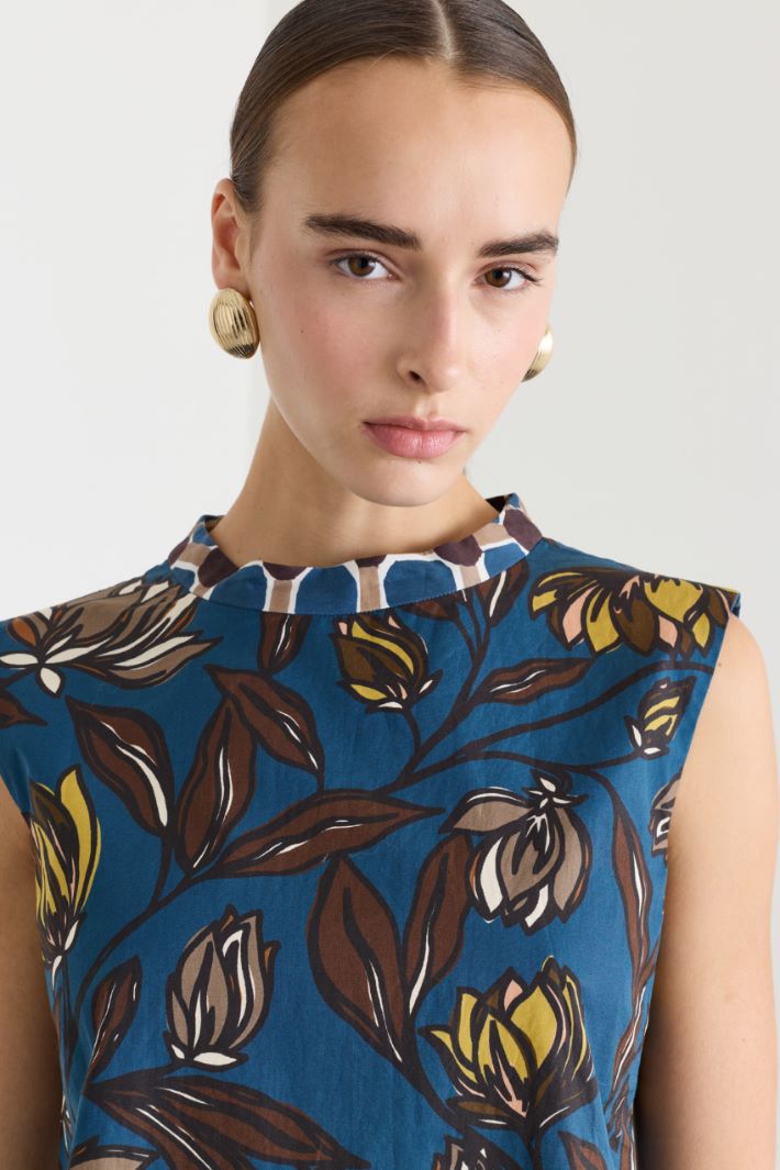 Top reversibile in cotone stampato - BLU - Fashion Market - 4