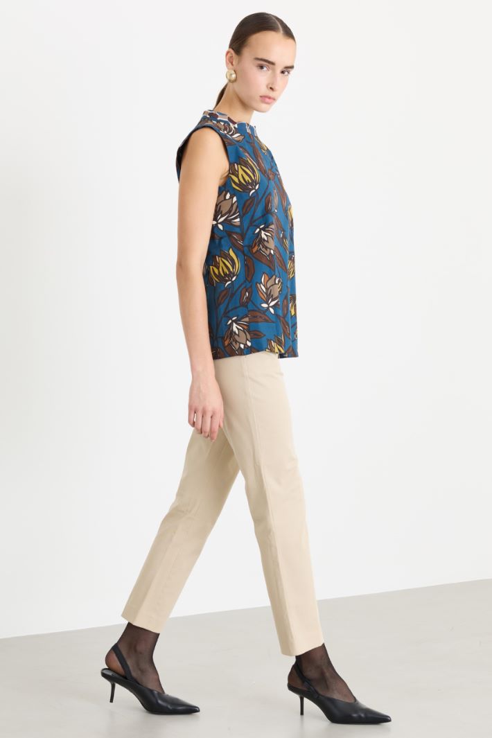 Top reversibile in cotone stampato - BLU - Fashion Market