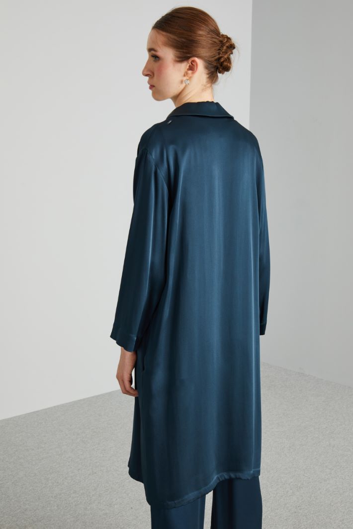 Casacca in raso di viscosa - BLU SCURO - Fashion Market - 4