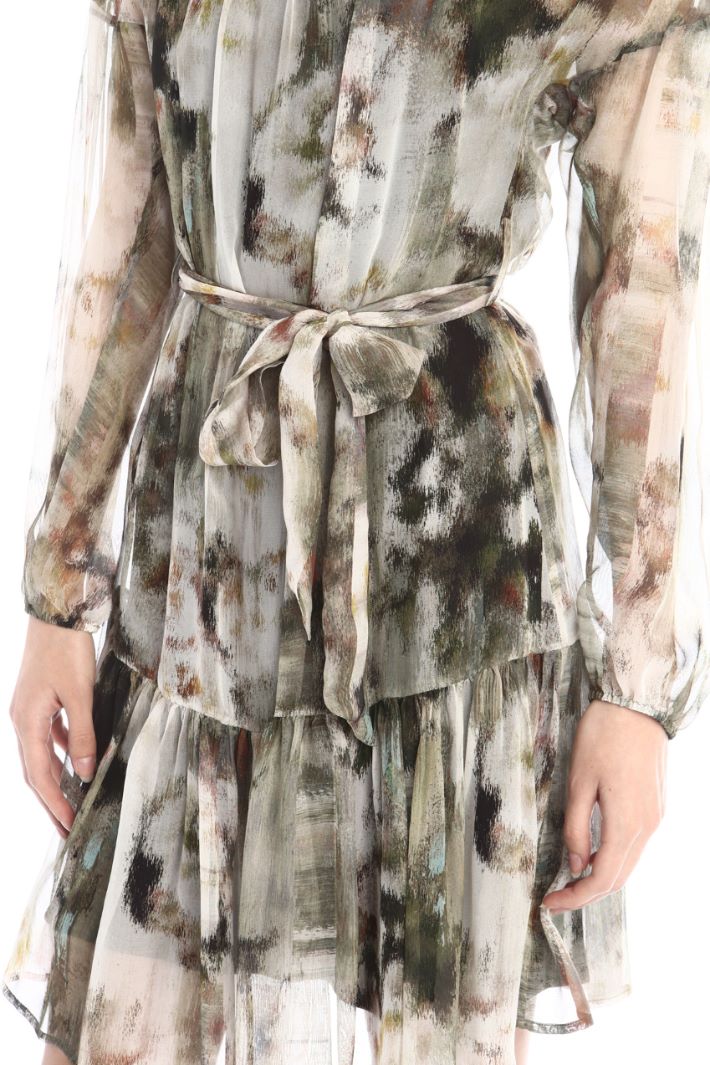 Abito georgette con fusciacca - VERDE - Fashion Market - 3