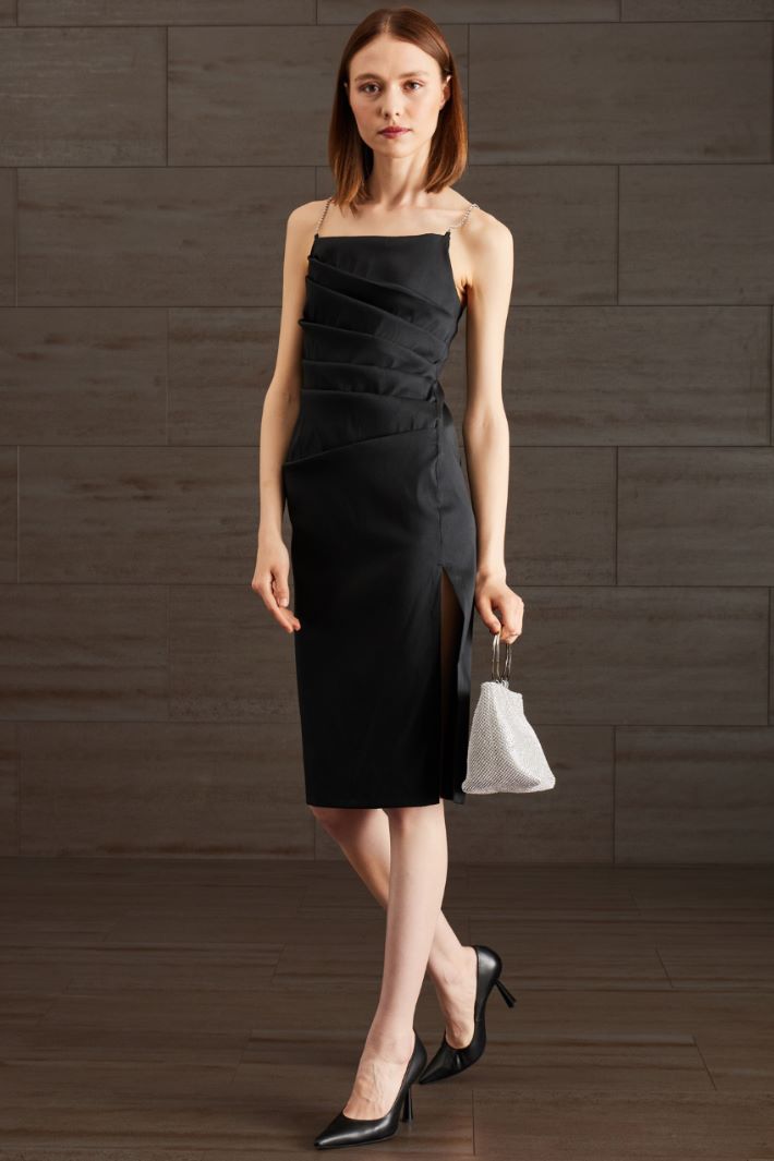 Abito con spallini a strass - NERO - Fashion Market - 2