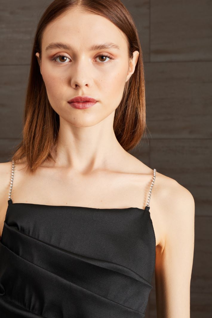 Abito con spallini a strass - NERO - Fashion Market - 3