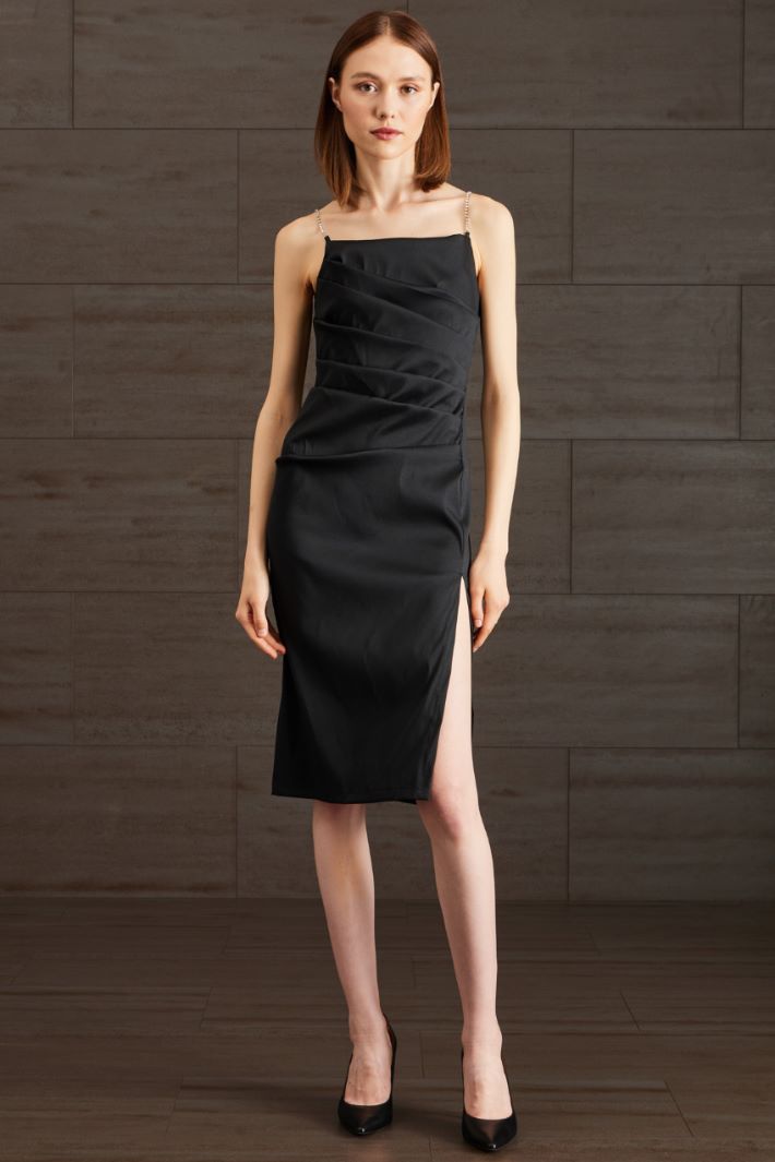 Abito con spallini a strass - NERO - Fashion Market