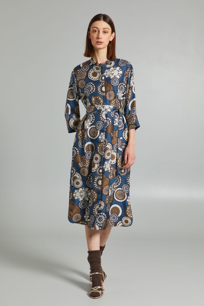 Chemisier in seta con fusciacca - BLU MARRONE - Fashion Market - 2