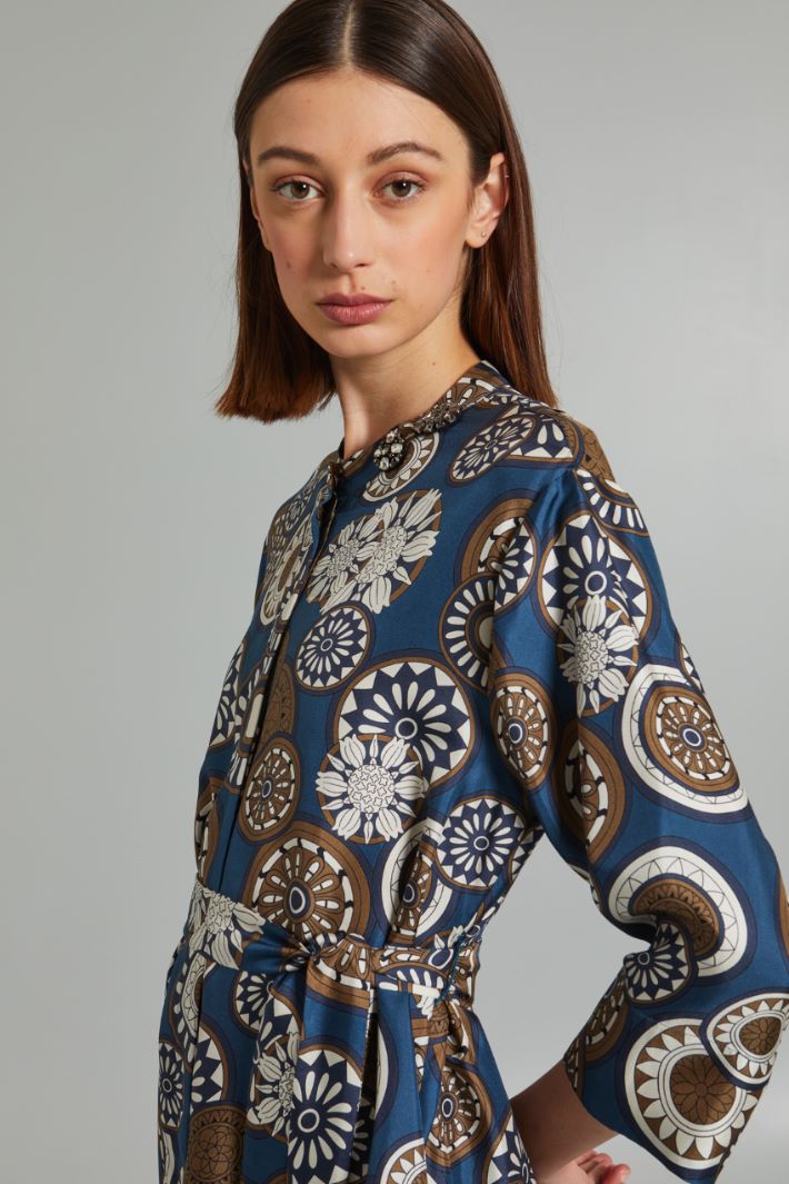 Chemisier in seta con fusciacca - BLU MARRONE - Fashion Market - 3