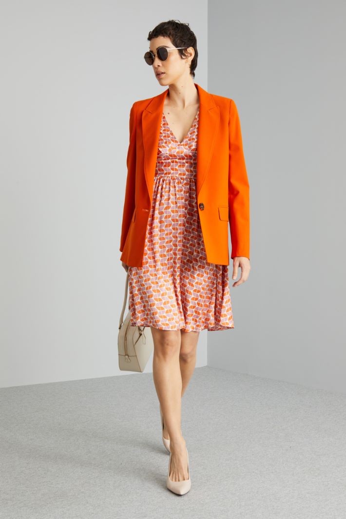 Abito con scollo a V - ARANCIONE MALVA BIANCO - Fashion Market