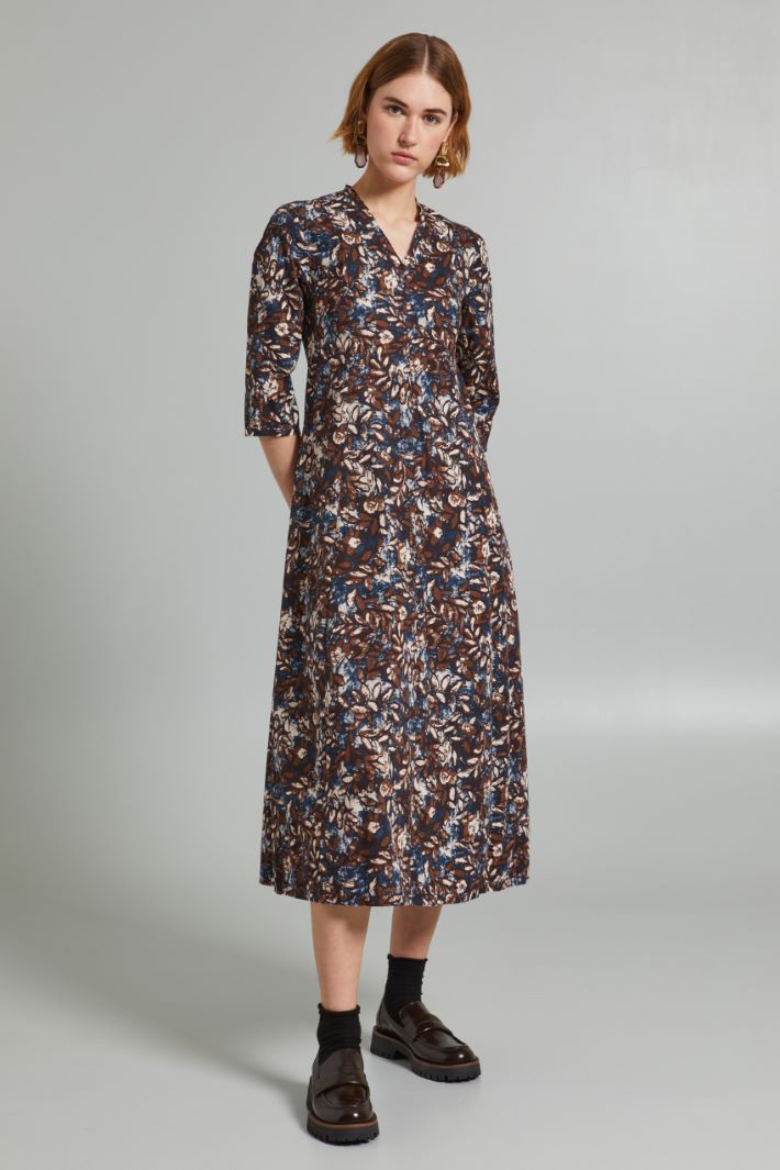 Abito svasato in popeline - MARRONE BLU - Fashion Market - 2