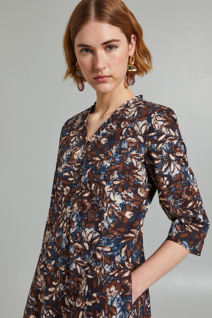 Abito svasato in popeline - MARRONE BLU - Fashion Market - 3