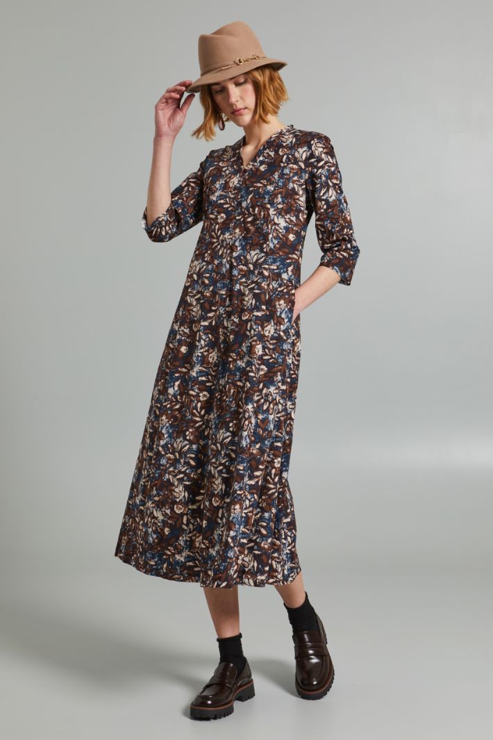 Abito svasato in popeline - MARRONE BLU - Fashion Market