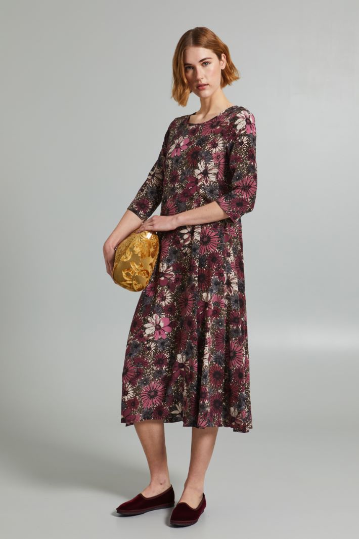 Abito svasato in pura seta - MELANZANA GRIGIO - Fashion Market