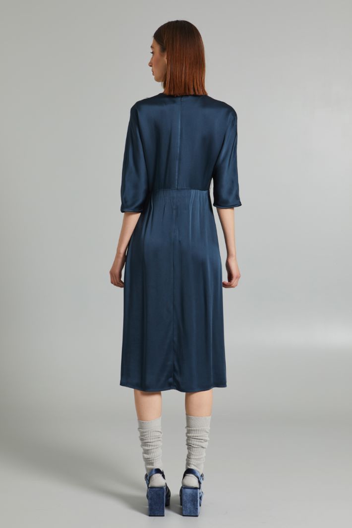 Abito in raso di viscosa - BLU - Fashion Market - 4
