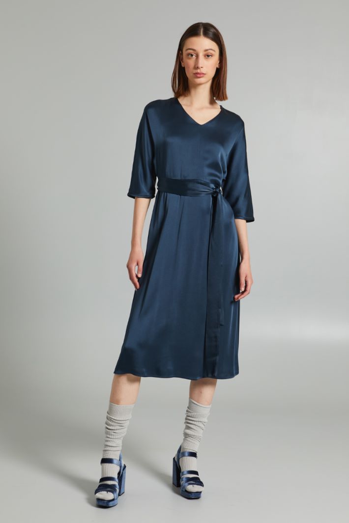 Abito in raso di viscosa - BLU - Fashion Market - 2