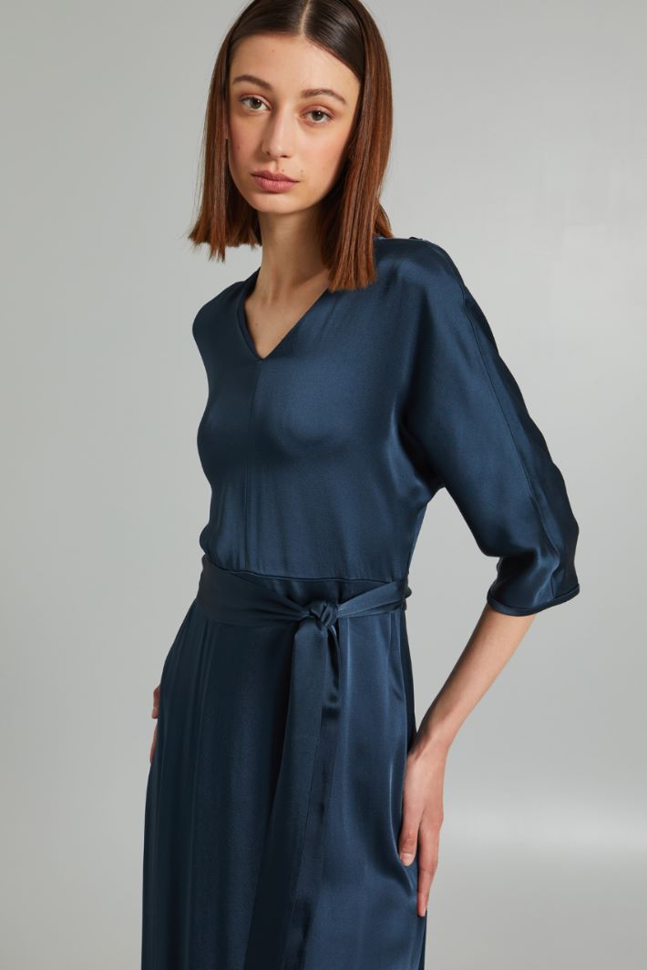 Abito in raso di viscosa - BLU - Fashion Market - 3