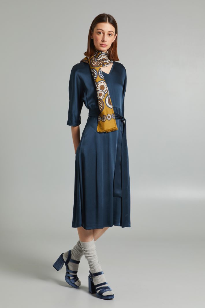 Abito in raso di viscosa - BLU - Fashion Market
