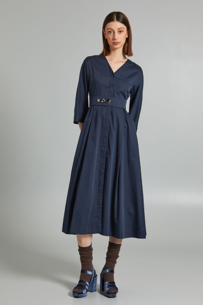 Abito in raso di puro cotone - BLU - Fashion Market - 2