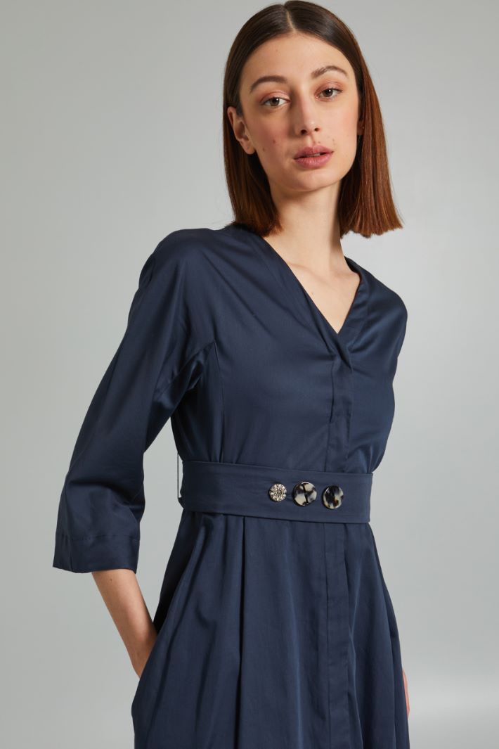 Abito in raso di puro cotone - BLU - Fashion Market - 3