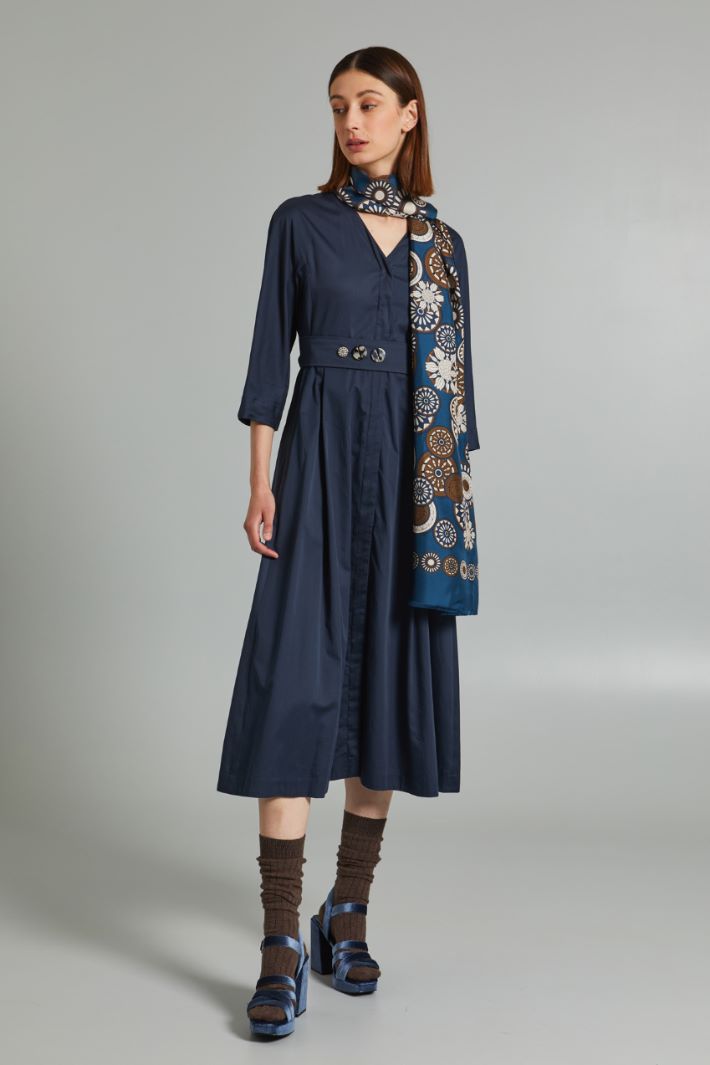 Abito in raso di puro cotone - BLU - Fashion Market