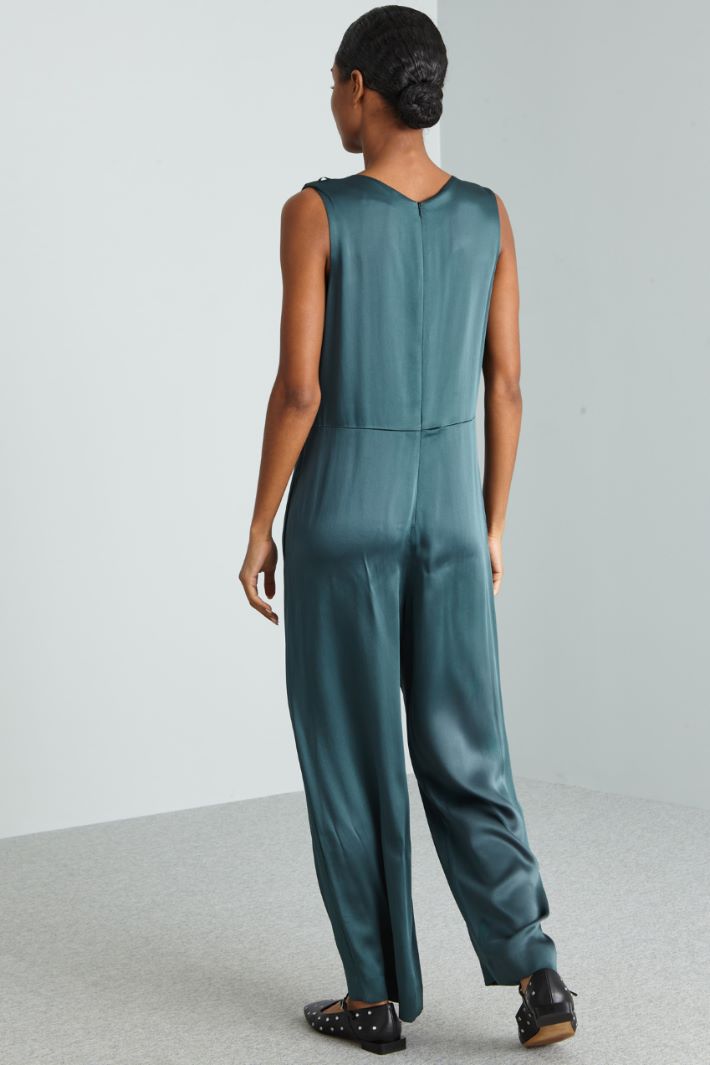 Tuta fluida in raso - VERDE SCURO - Fashion Market - 4