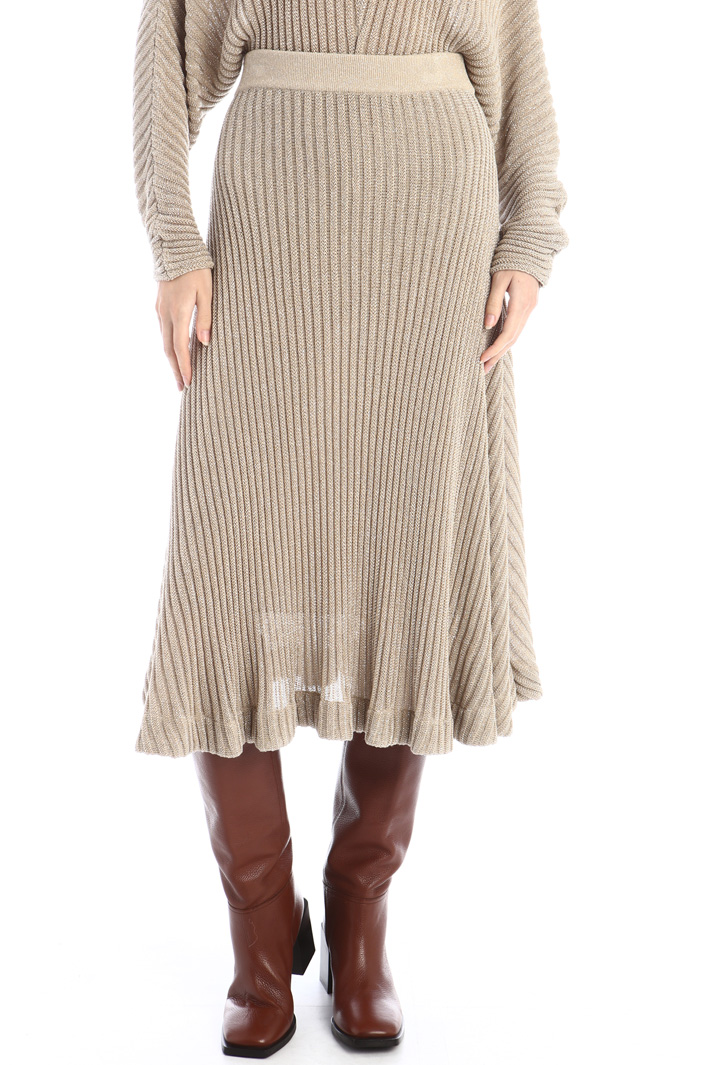 Gonna midi in maglia lamè - BEIGE - Fashion Market - 4