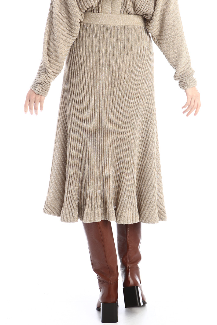 Gonna midi in maglia lamè - BEIGE - Fashion Market - 2