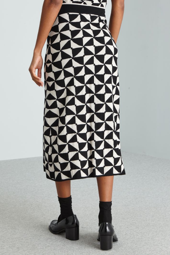 Gonna longuette in maglia - BIANCO NERO - Fashion Market - 4