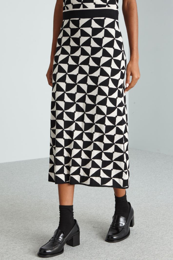 Gonna longuette in maglia - BIANCO NERO - Fashion Market - 2