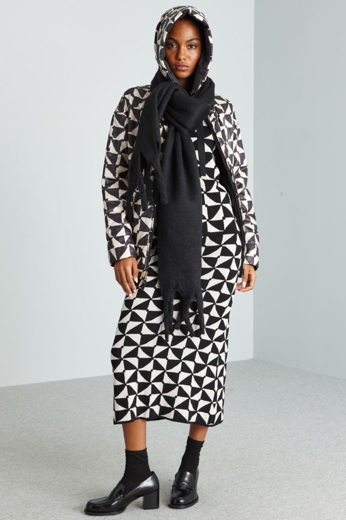 Gonna longuette in maglia - BIANCO NERO - Fashion Market