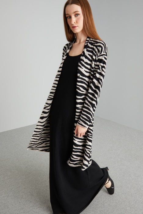 Cardigan jacquard con cintura - Fashion Market