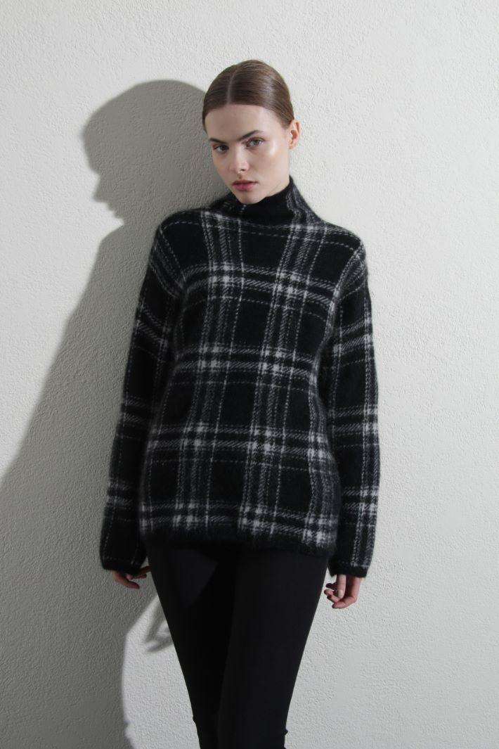 Maglia in mohair e lana  - NERO BIANCO - Fashion Market