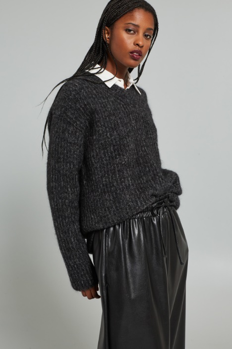 Maglia in mohair a coste - Fashion Market