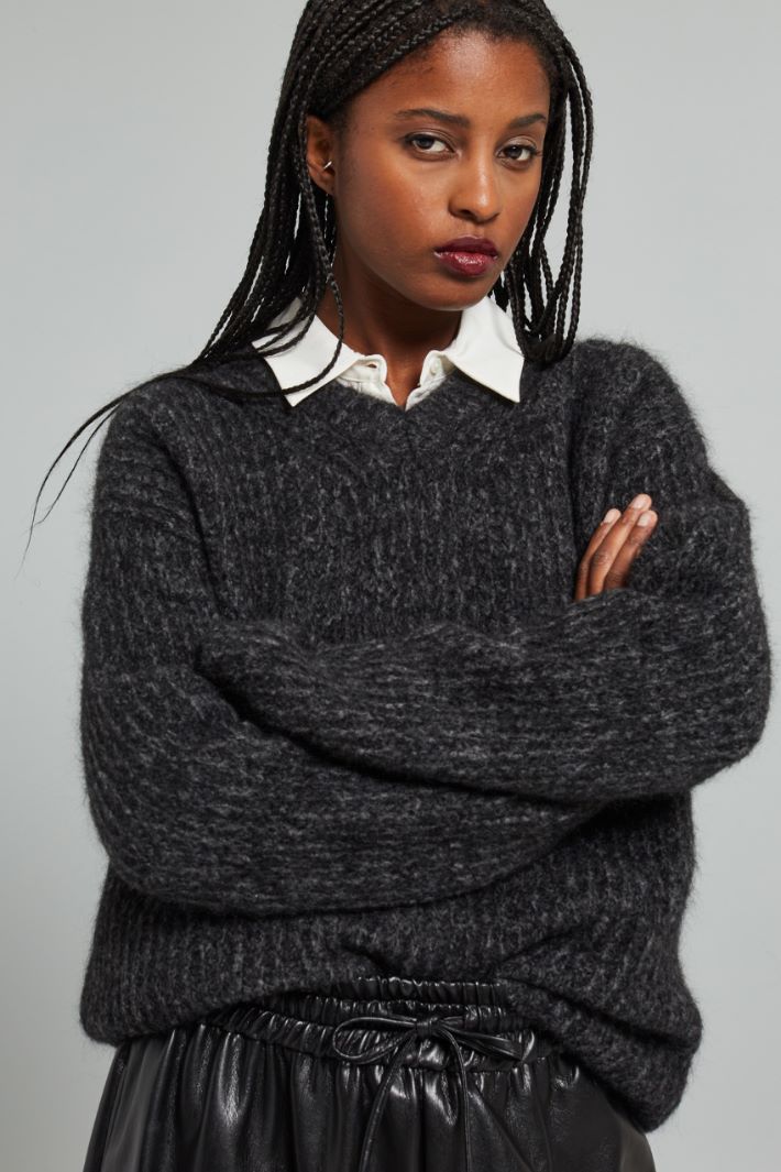 Maglia in mohair a coste - ANTRACITE - Fashion Market - 3