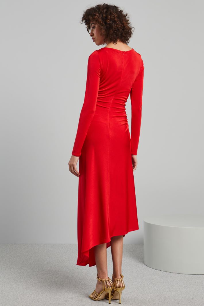 Abito asimmetrico in jersey - ROSSO FUOCO - Fashion Market - 4