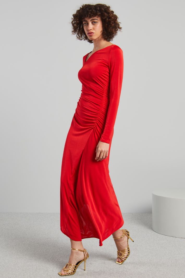 Abito asimmetrico in jersey - ROSSO FUOCO - Fashion Market - 2