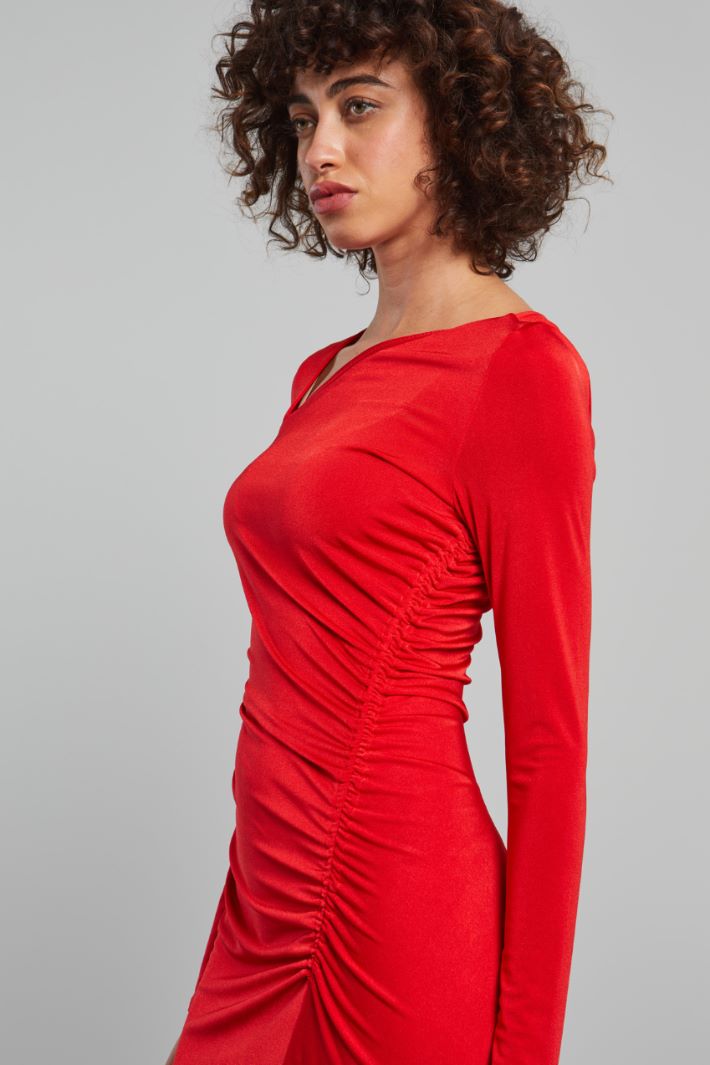 Abito asimmetrico in jersey - ROSSO FUOCO - Fashion Market - 3