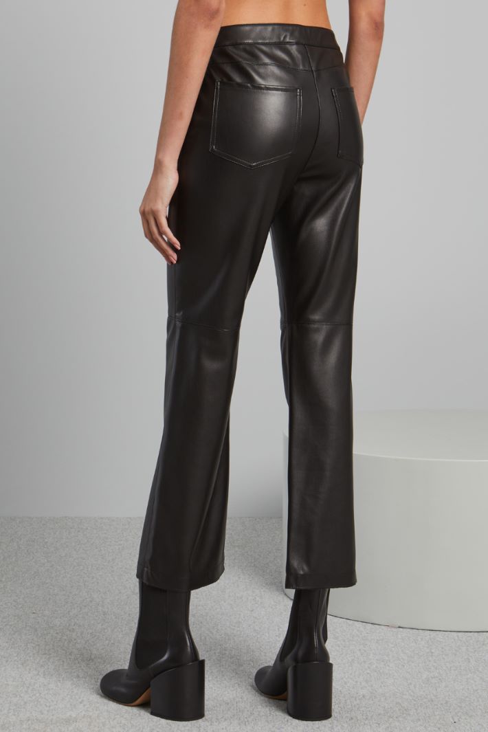 Pantaloni flare in jersey spalmato - NERO - Fashion Market - 4