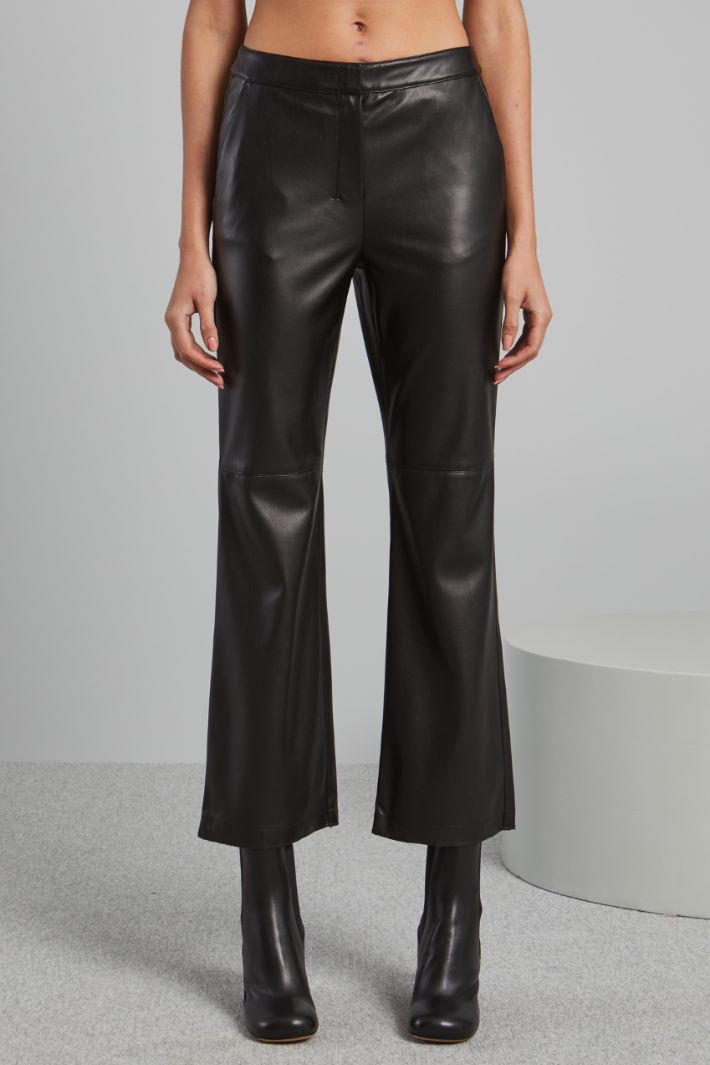 Pantaloni flare in jersey spalmato - NERO - Fashion Market - 2