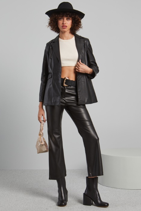 Pantaloni flare in jersey spalmato - Fashion Market