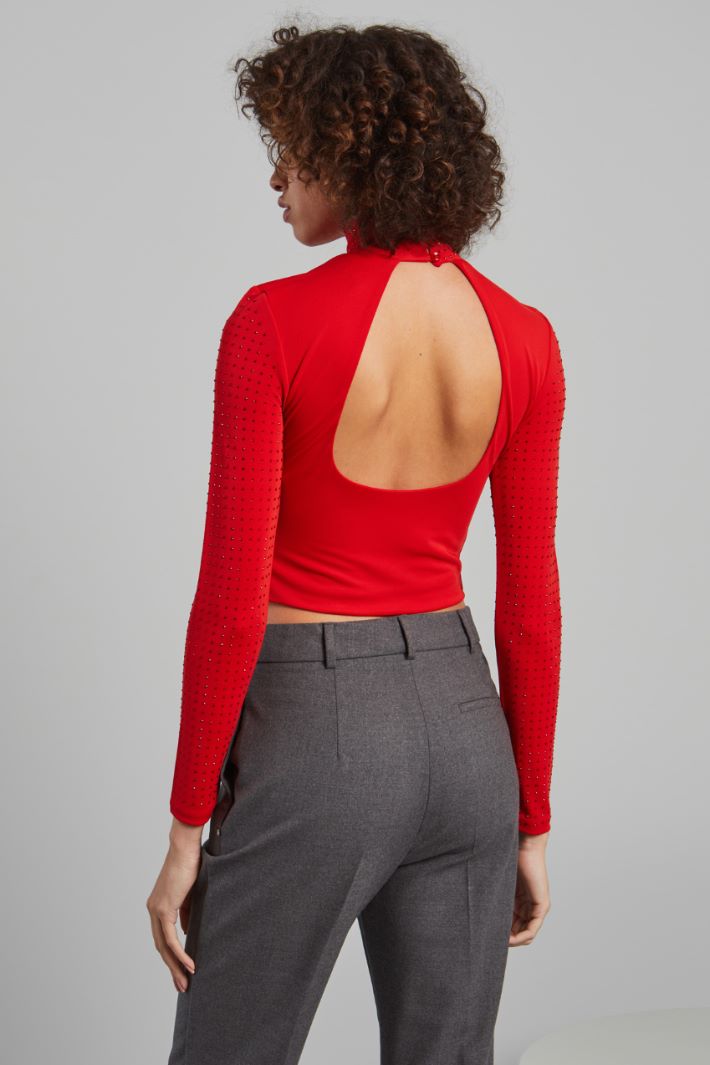 Top con strass - ROSSO FUOCO - Fashion Market - 4