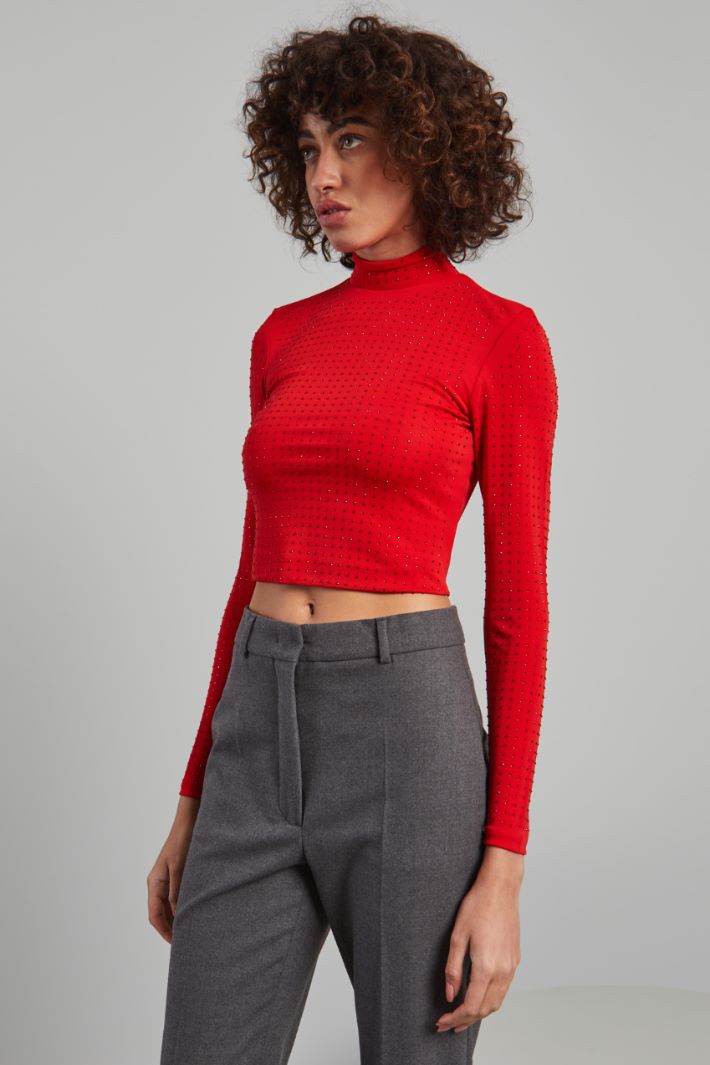 Top con strass - ROSSO FUOCO - Fashion Market - 2
