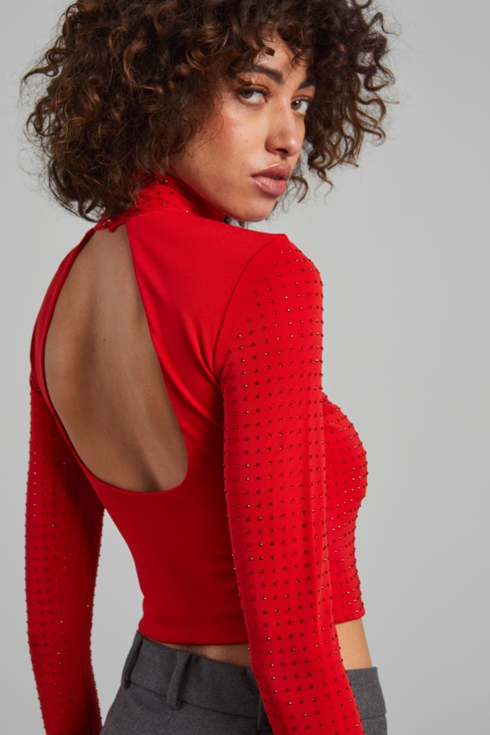 Top con strass - ROSSO FUOCO - Fashion Market - 3