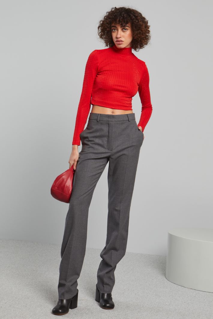 Top con strass - ROSSO FUOCO - Fashion Market