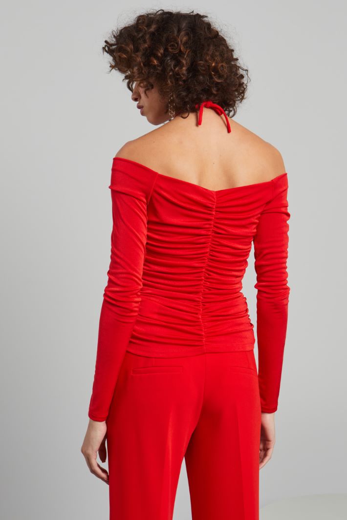 Top aderente con arricciatura - ROSSO FUOCO - Fashion Market - 4